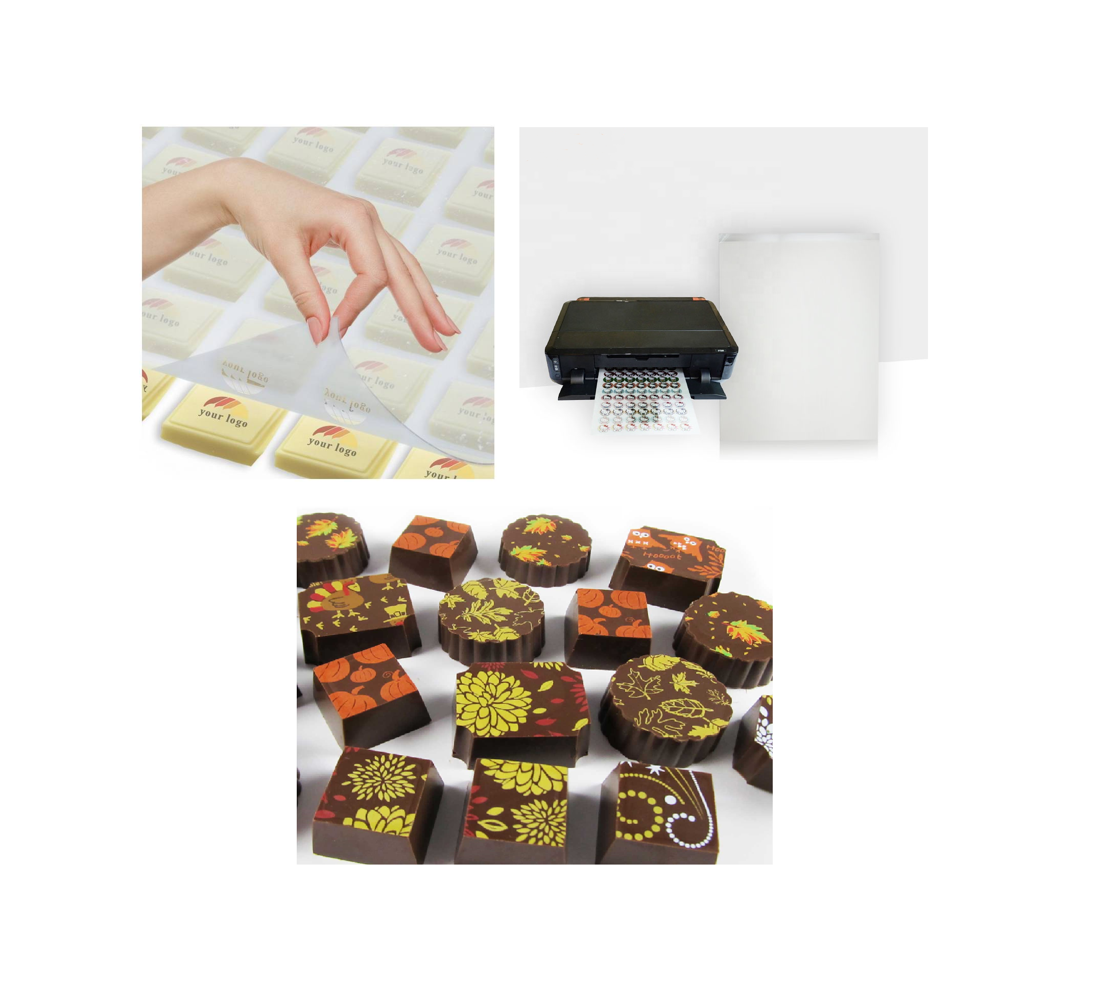 Edible Printing Service For Chocolates On Chocolate Transfer Sheets 