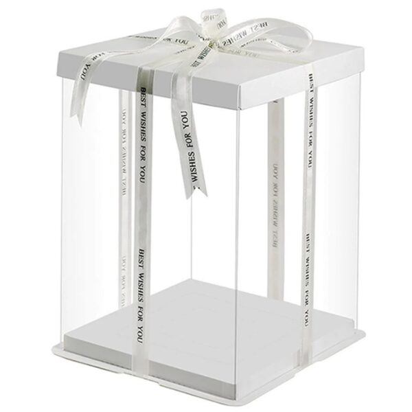 white square clear cake boxes