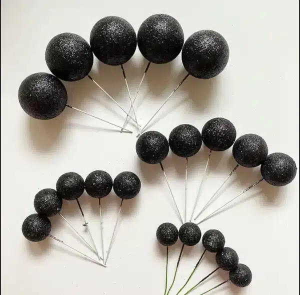 black glitter balls