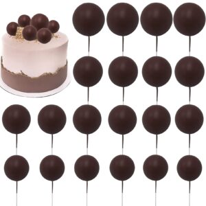 20pcs Set of Shiny Faux Balls Cake Toppers – Brown
