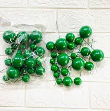 20pcs Set of Shiny Faux Balls Cake Toppers – green
