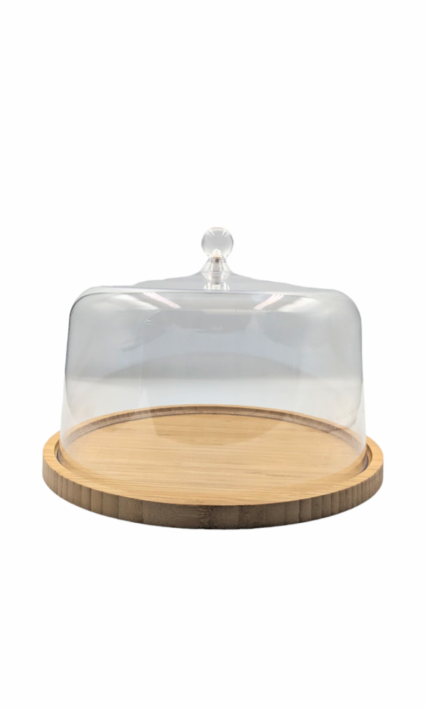 Wooden Cake Stand with Acrylic Dome(29.5cm x 21cm)