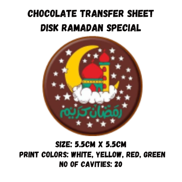 Chocolate Transfer Sheet Round disk Ramadan wishes