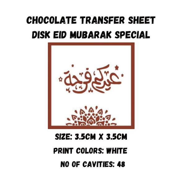Chocolate Transfer Sheets Disk Eid Mubarak Special