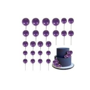 20pcs Set of Shiny Faux Balls Cake Toppers – Violet