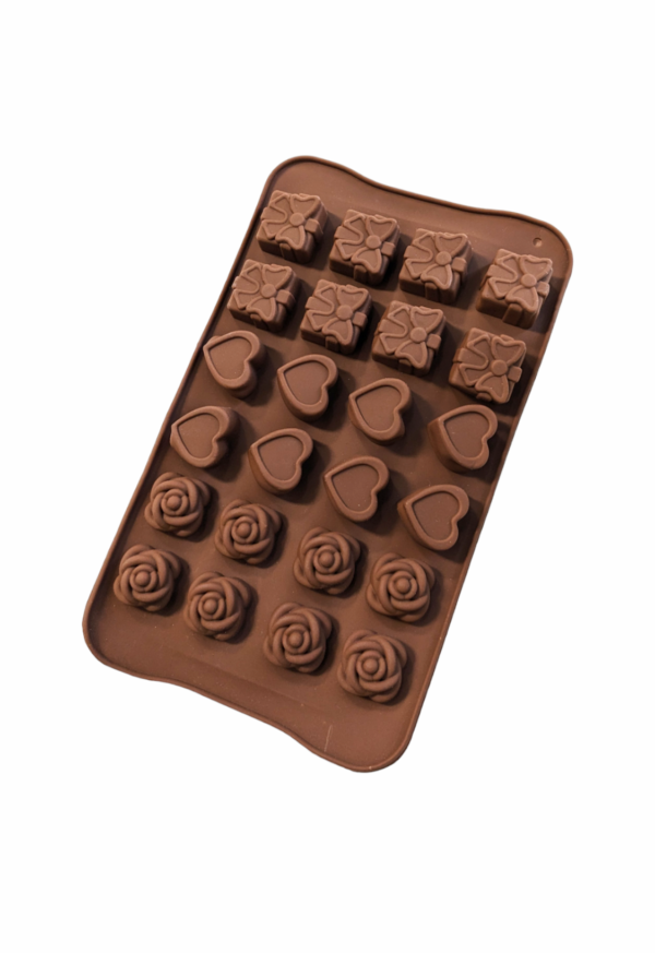 Gift Box, Heart & Rose Shaped Chocolate Silicone Mould