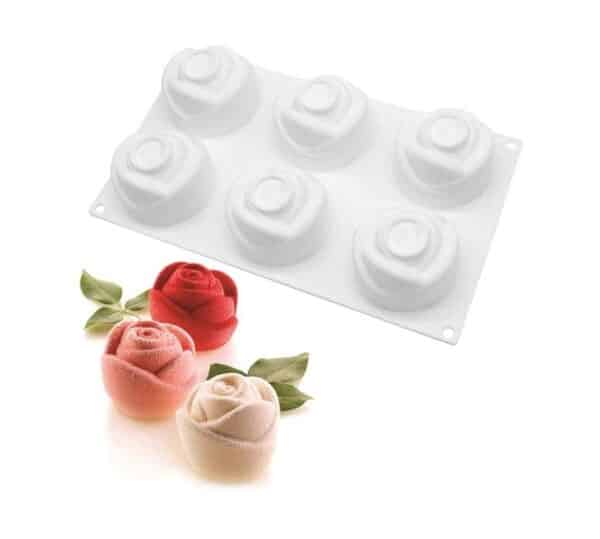 6 Cavity Rose Shape Mousse Cake,Chocolate,Jelly,Candy Silicone Mould 1pc