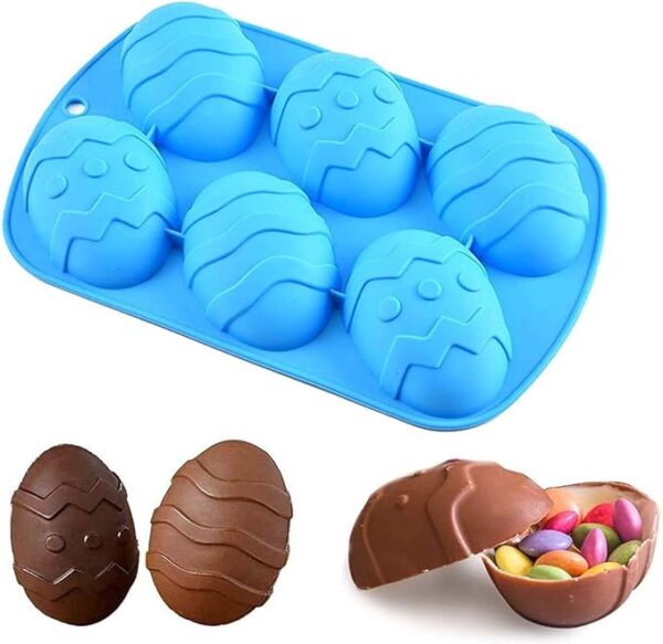 6Cavity Large Breakable Egg Shaped Silicone Mould 1pc