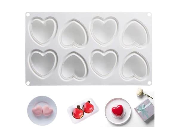 8 Cavity Cute Heart Shaped Silicone Mould 2