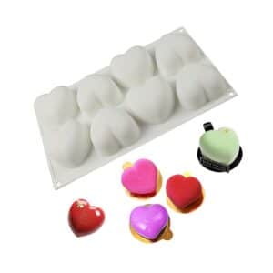 8 Cavity Cute Heart Shaped Silicone Mould