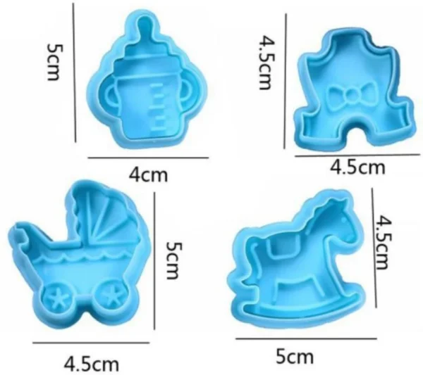 Baby Shower Cookie Fondant Plunger Cutter Set of 4