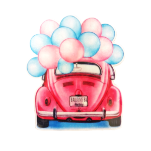 Car With Ballons Wafer paer