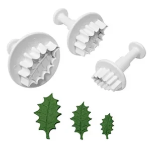 Holly Leaf Cookie Fondant Plunger Cutter Set of 3pcs