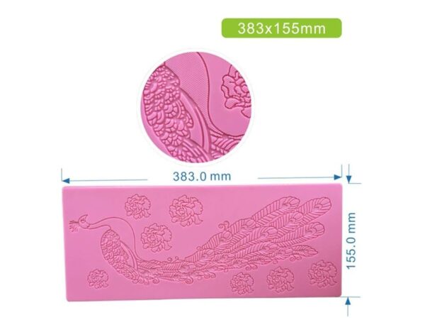 Peacock Shaped Cake Lace Mold Size