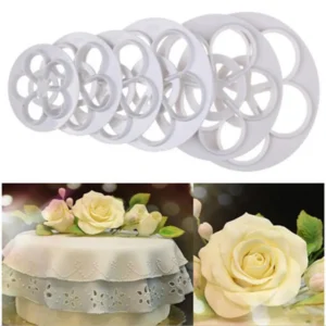 Peony Flower Shape Cookie Fondant Cutter Set of 7pcs