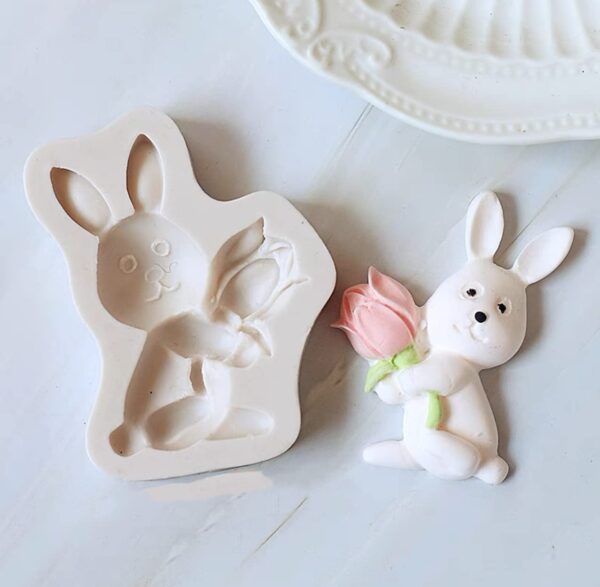 Rabbit Bunny With Flower Silicone Mould