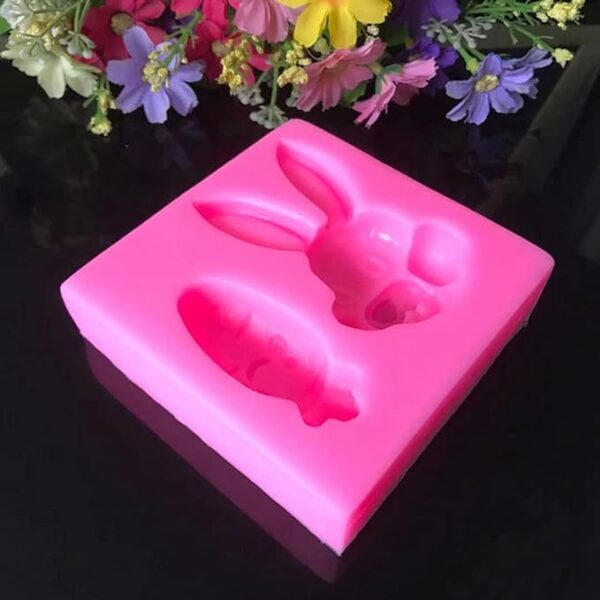 Rabbit Face With Carrot 3D Silicone Mould 2