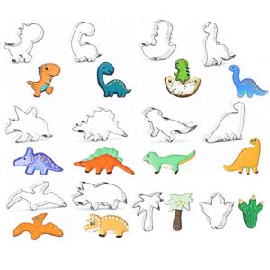 Stainless Steel Dinosaurs Shaped Cookie fondant cake cutters Set of 12pcs