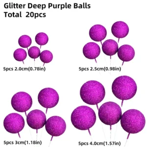 Glitter ball cake topper purple