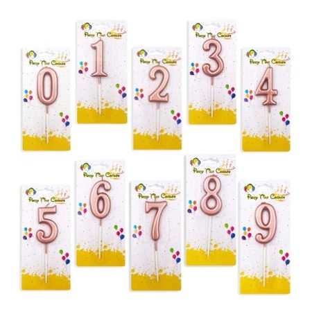 Numeric Candles Rose Gold 0-9 (Select Any)