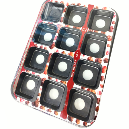 12 Cavity square Muffin Pan with Removable Bottom