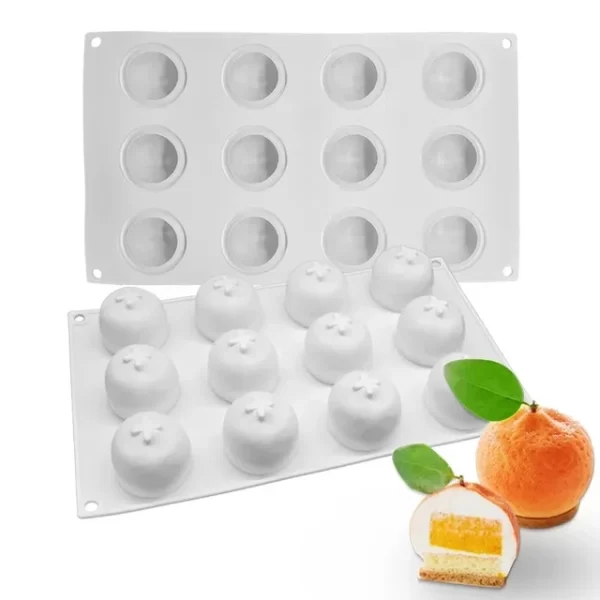 12 Cavity Orange Shaped Chocolate, Jelly, Candy Silicone Mould 1pc