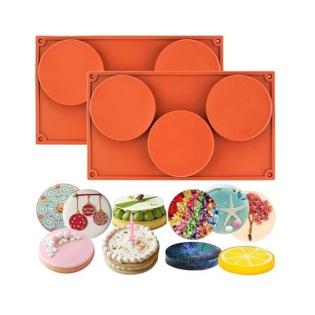 3 Cavity Flat Round Shaped Cake,Chocolate,Jelly Silicone Mould 1pc