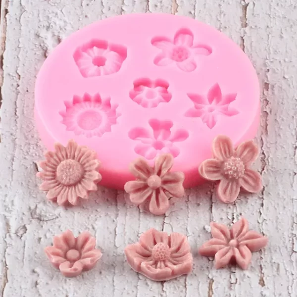 6 Flowers Florets 3D Shape Silicone Fondant Mould