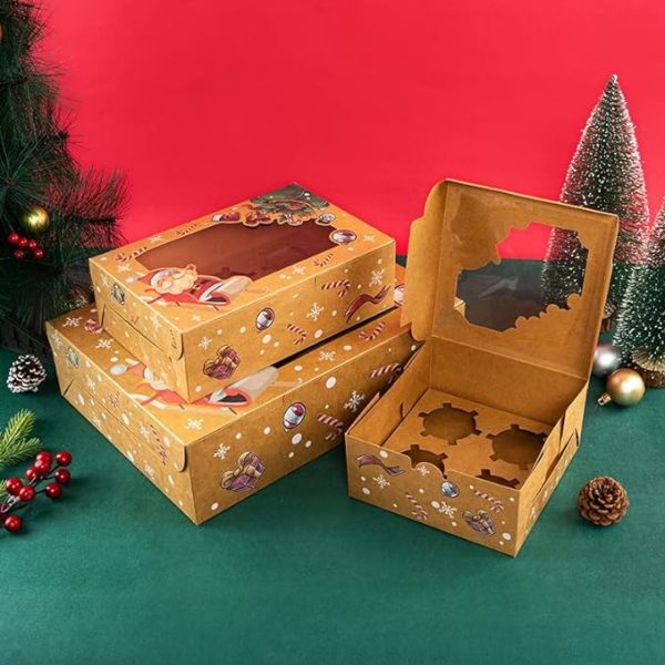 4 Pieces Christmas Cupcake Box - Image 3