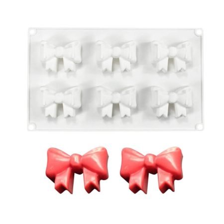 6 Cavity Bows Shaped Chocolate, Jelly, Candy Silicone Mould 1pc