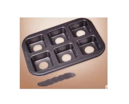 6 Cavity Mini Square Muffin Pan with Removable Bottom