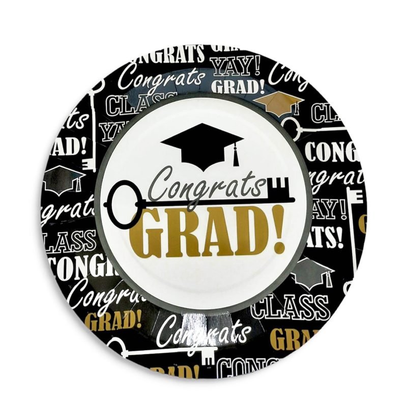 6-Pieces 7″ Congrats Grad Design Graduation Paper Plates
