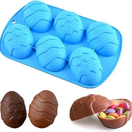 6 Cavity Easter Large Breakable Egg Shaped Chocolate Silicone Mould 1pc