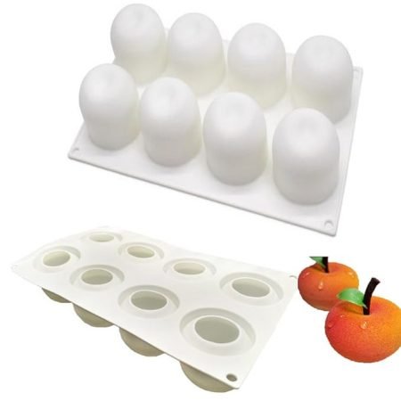 8 Cavity Apple Shaped Ice Cream, Chocolate Silicone Mould 1pc