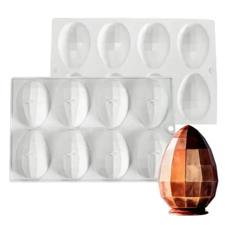 8 Cavity Easter Egg Shaped Crystal Chocolate, Jelly, Candy Silicone Mould 1pc