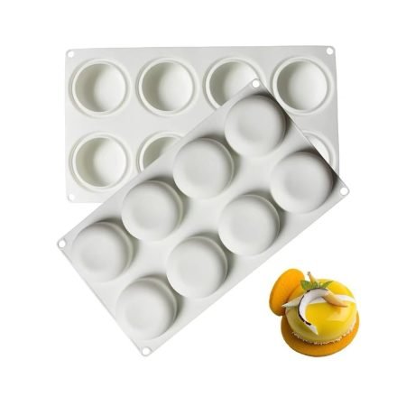8 Cavity Round Shaped Mousse Cake, Chocolate, Jelly, Candy Silicone Mould
