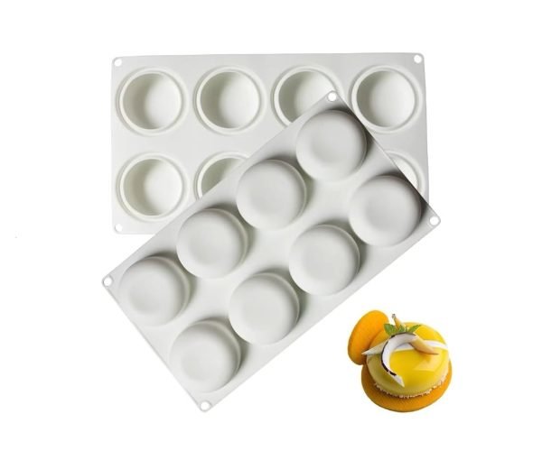 8 Cavity Round Shaped Mousse Cake, Chocolate, Jelly, Candy Silicone Mould