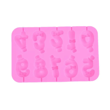 Arabic Numbers with Bow Shaped Lollipop,Chocolate,Jelly,Candy Silicone Mould