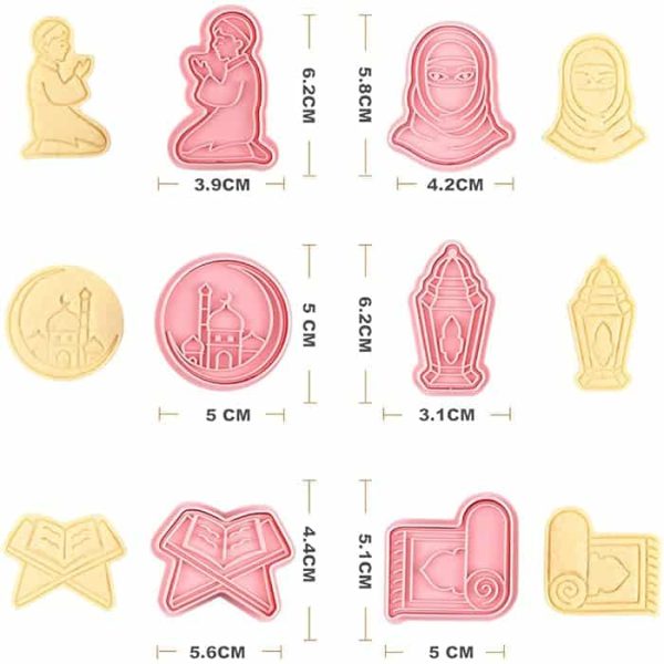 Arabic Theme Eid Mubarak Cookie Fondant Cutters Set of 6pcs Version-3 - Image 2