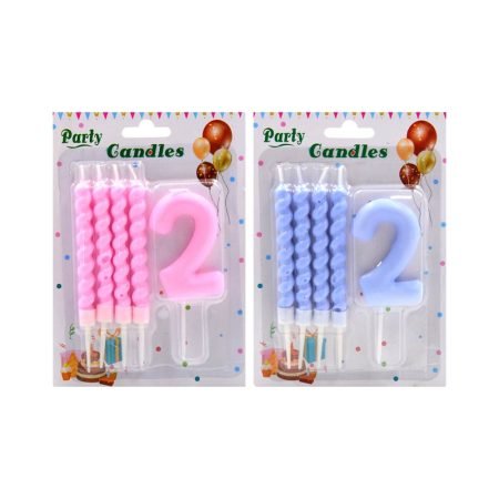 4 Piece Candle with Number 2 Topper