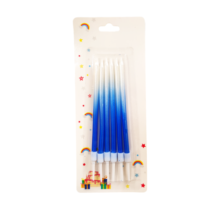 6-Pieces Long Spiral Shiny Birthday Candle – Blue