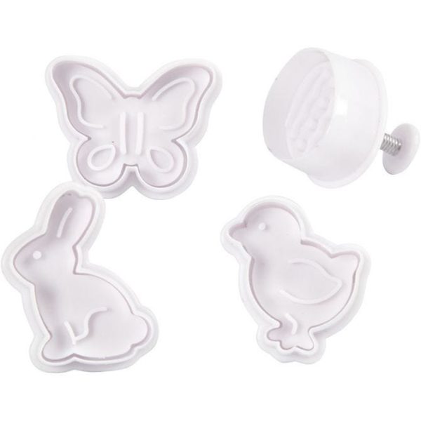 Butterfly, Egg, Hen, Rabbit Shape Plunger Cutter Set of 4