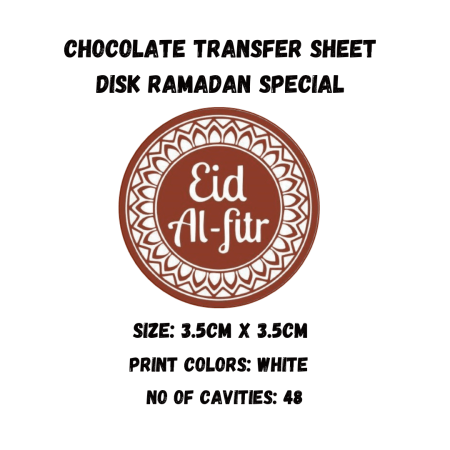 Chocolate Transfer Sheet Round Disk Eid Mubarak Version-19