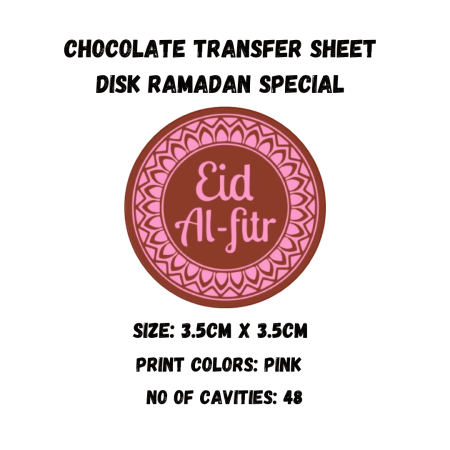 Chocolate Transfer Sheet Round Disk Eid Mubarak Version-21