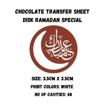 Chocolate Transfer Sheet Round Disk Eid Mubarak Version-22