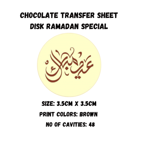 Chocolate Transfer Sheet Round Disk Eid Mubarak Version-23