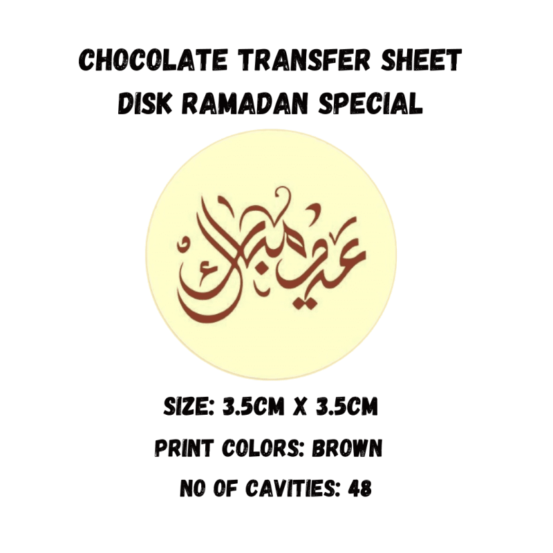 Chocolate Transfer Sheet Round Disk Eid Mubarak Version-23