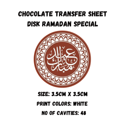 Chocolate Transfer Sheet Round Disk Eid Mubarak Version-24