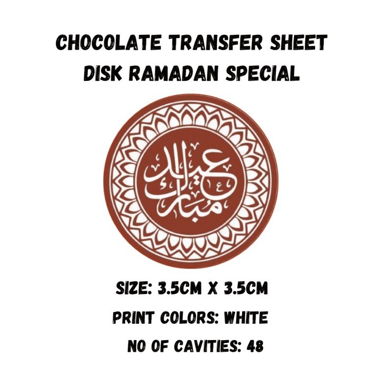 Chocolate Transfer Sheet Round Disk Eid Mubarak Version-24