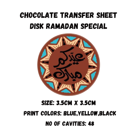 Chocolate Transfer Sheet Round Disk Eid Mubarak Version-3